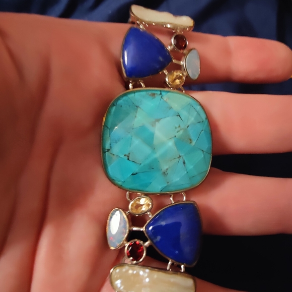 New Whitney Kelly Multi Gemstone Sterling Silver Bracelet